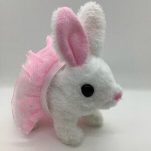 Mechanical Hopping White Bunny Rabbit Moving Ears Nose Legs W Sound in Tutu